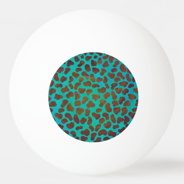Bolinha De Ping Pong Dalmaciano Brown e Teal Impressão (Frente)