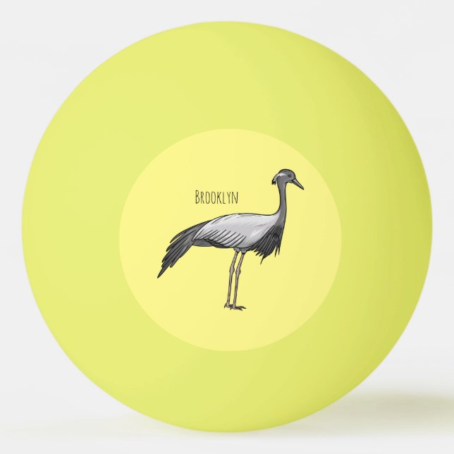 Bolinha De Ping Pong Demoiselle crane bird cartoon illustration (Frente)