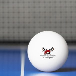Bolinha De Ping Pong Design De Crânio E Espadas