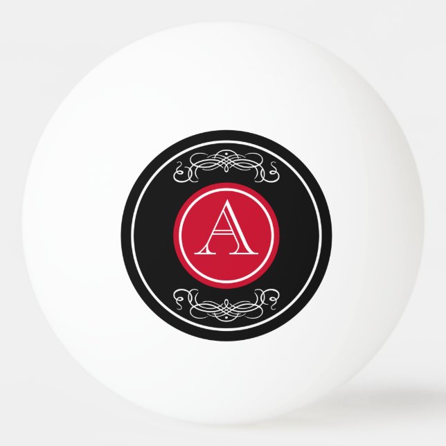 Bolinha De Ping Pong Design de monograma elegante (Frente)
