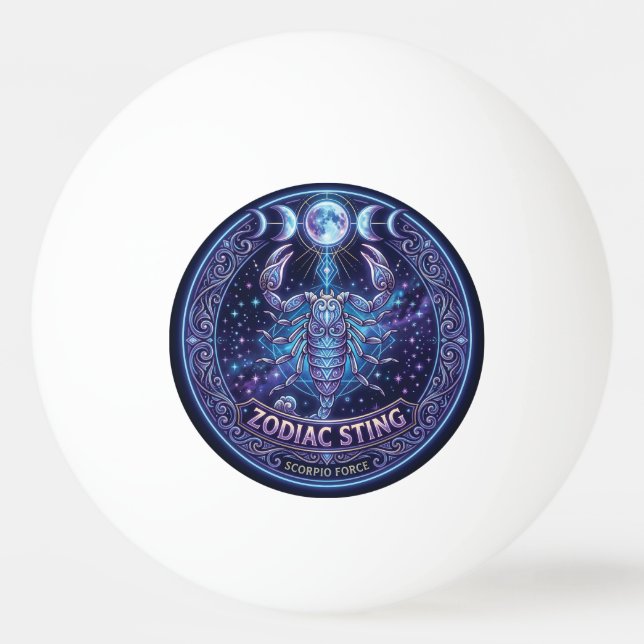 Bolinha De Ping Pong Design Gráfico Celestial de Escorpião Zodíaco (Frente)