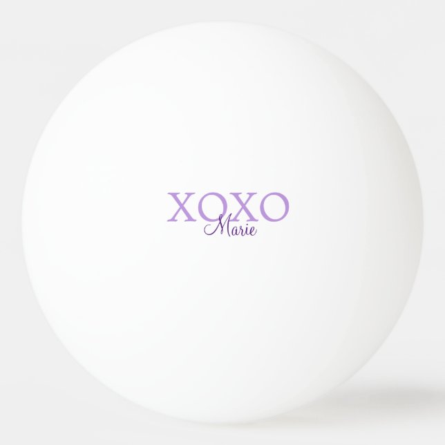 Bolinha De Ping Pong Dia de os namorados Xoxo adicione nome pastel roxo (Frente)
