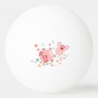 Bolinha De Ping Pong Dois porquinhos de desenho animado fofos em uma bo
