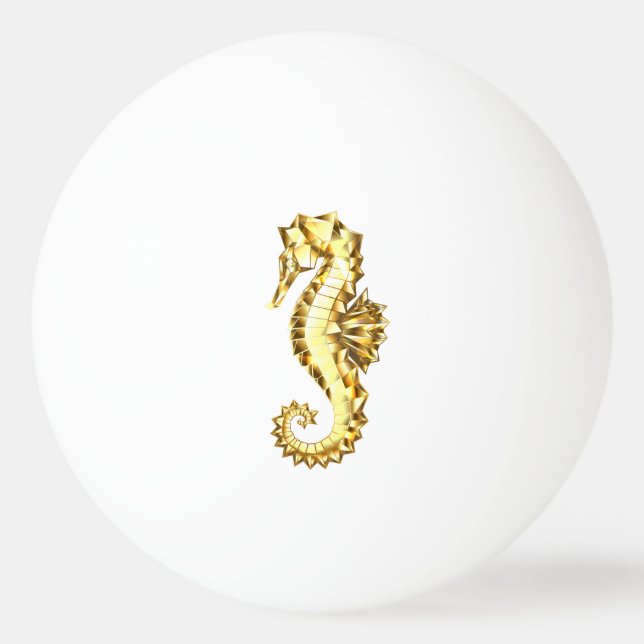 Bolinha De Ping Pong Dourado Cavalo de Mar Poligonal (Frente)