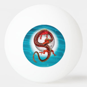 Bolinha De Ping Pong Dragão Vermelho Oriental - Criatura de Fantasia Mí