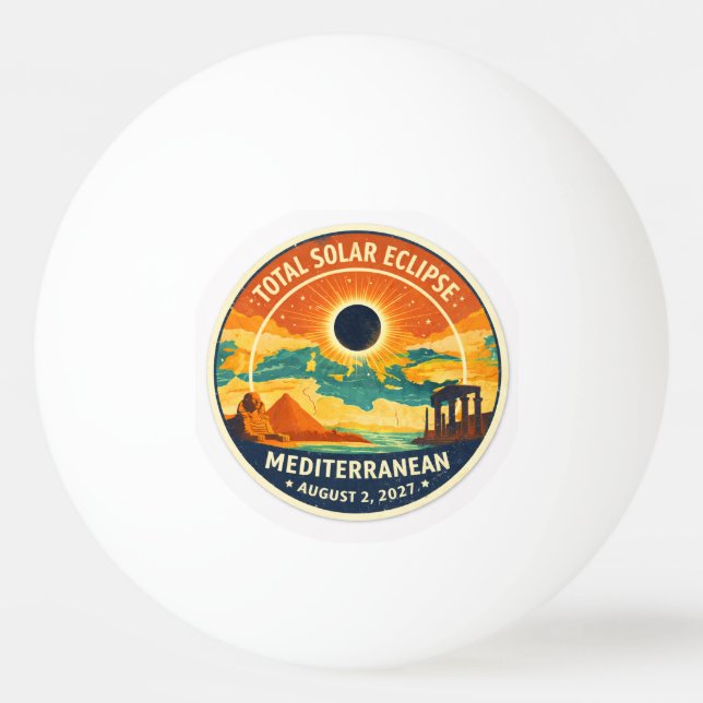 Bolinha De Ping Pong Eclipse solar mediterrâneo de 2027 (Frente)
