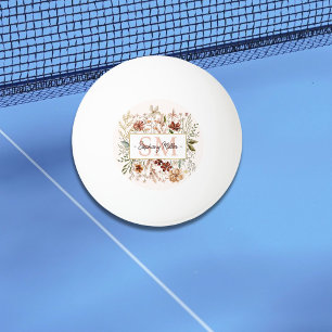 Bolinha De Ping Pong Elegante Monograma Aquarela Floral de Outono de Fl