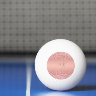 Bolinha De Ping Pong Elegante Monograma Luxuoso com Brilho em Rose Gold