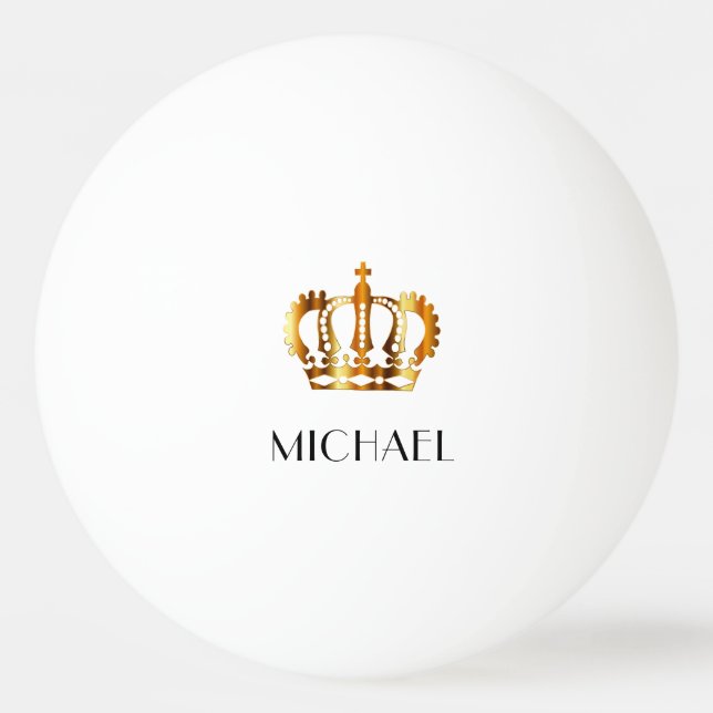 Bolinha De Ping Pong Elegante Royal Dourado Crown Name (Frente)