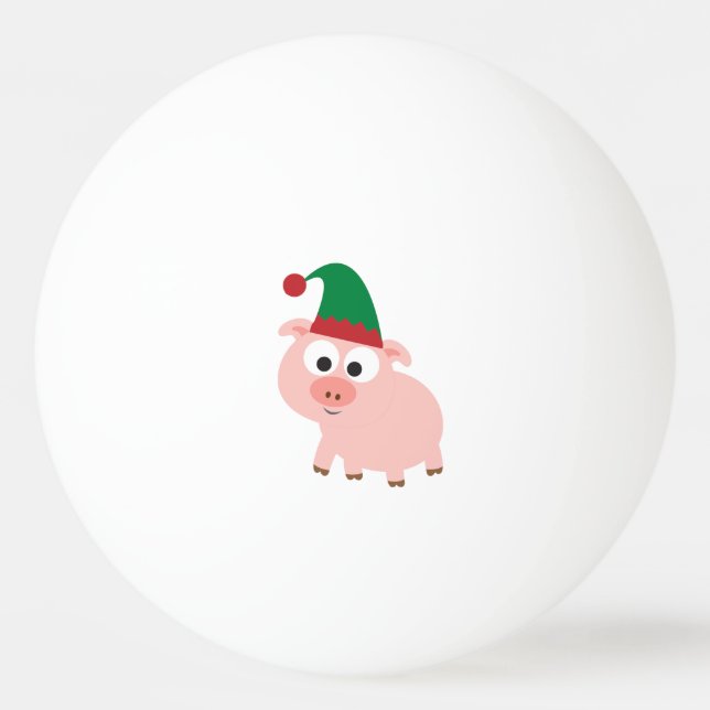 Bolinha De Ping Pong Elf de Natal de Suíno Bonito (Frente)