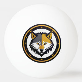 Bolinha De Ping Pong Emblema de Lobo com Círculo Dourado