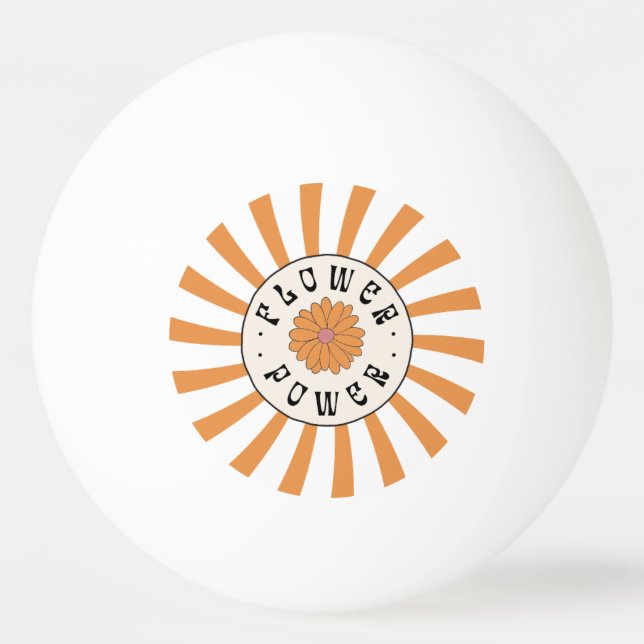 Bolinha De Ping Pong Energia da Flor com Raios Laranja Psicodélicos (Frente)