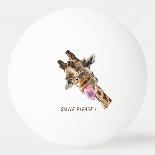 Bolinha De Ping Pong Engraçado Giraffe Ping Pong Ball Smile - Texto Per (Frente)