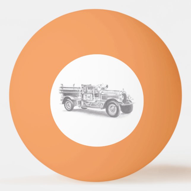 Bolinha De Ping Pong esboço a lápis de caminhão de bombeiros antigo des (Frente)