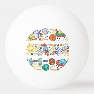 Bolinha De Ping Pong Espaço Exterior: Portas Vintage Desenhadas À Mão