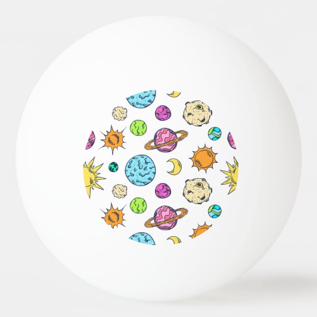 Bolinha De Ping Pong Espaços Doodles Fundo Cósmico (Frente)