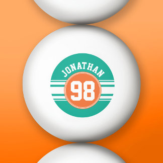 Bolinha De Ping Pong Esportes Jersey Stripes Emerald & Orange Name Numb