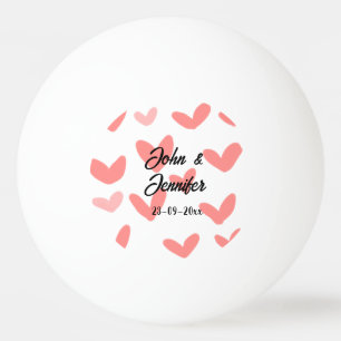 Bolinha De Ping Pong estilo de texto simples e branco, coração vermelho