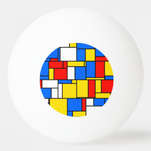Bolinha De Ping Pong Estilo Inspirado Mondrian Padrão Amarelo Vermelho 