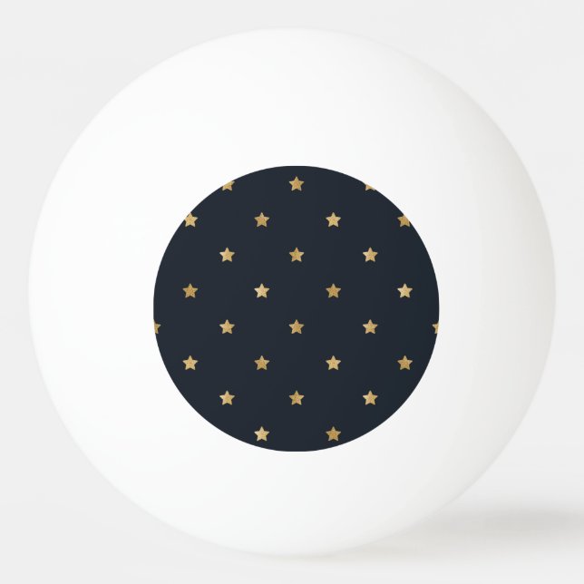 Bolinha De Ping Pong Estrelas de ouro em Preto da Meia-Noite (Frente)