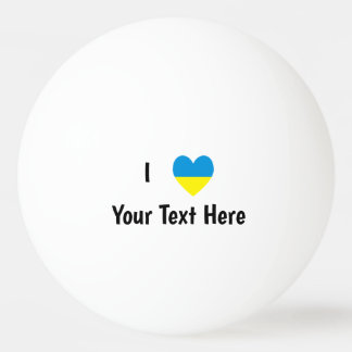 Bolinha De Ping Pong Eu Amo (Coração Bandeira Ucraniana) Texto Personal