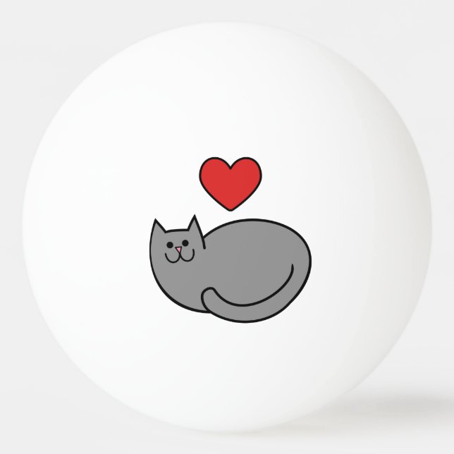 Bolinha De Ping Pong Eu amo gatos (Frente)