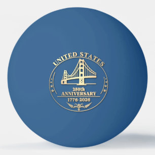 Bolinha De Ping Pong EUA 250º Aniversário Golden Gate em Ouro
