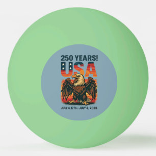 Bolinha De Ping Pong EUA 250 Anos – Águia Careca Patriótica 4 de Julho 