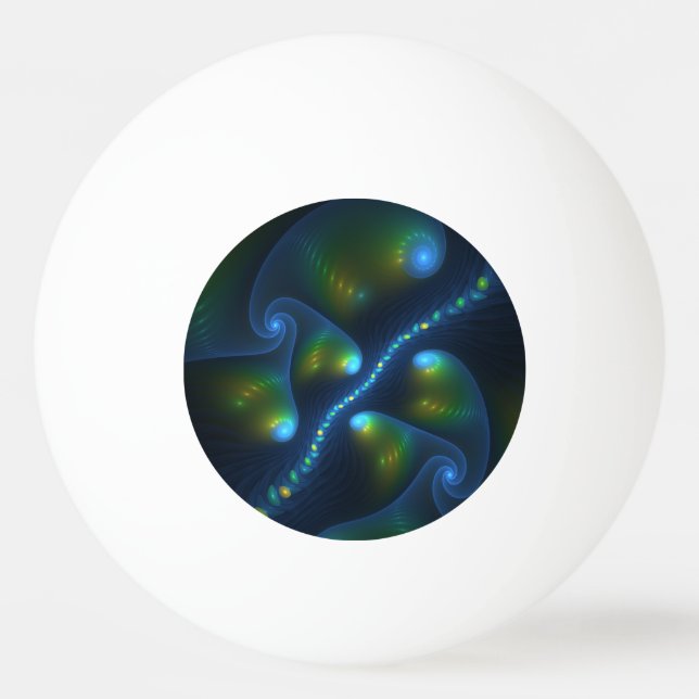 Bolinha De Ping Pong Fantasy Lights Abstract Blue Green Yellow Fractal (Frente)