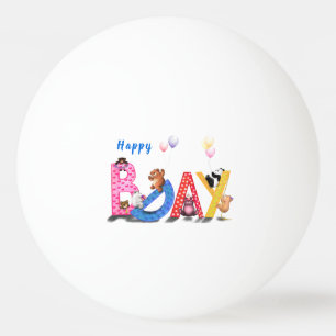 Bolinha De Ping Pong Feliz Aniversário - Festa de Ursos Bebês Divers