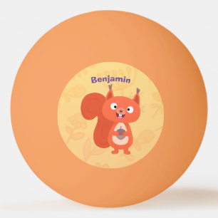 Bolinha De Ping Pong Feliz desenho animado de esquilo vermelho