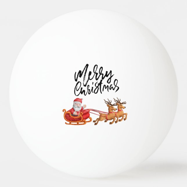 Bolinha De Ping Pong Feliz Natal com a cara engraçada do Papai Noel (Frente)