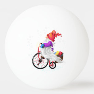 Bolinha De Ping Pong Feliz Natal - Gnomo Engraçado com Bicicleta e Pre