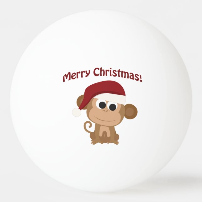 Bolinha De Ping Pong Feliz Natal! Macaco papai noel (Frente)