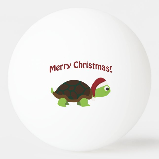 Bolinha De Ping Pong Feliz Natal! Papai noel Turtle (Frente)