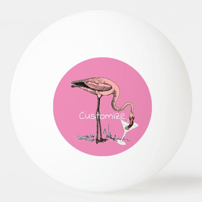 Bolinha De Ping Pong Flamingo Bebendo Martini Thunder_Cove (Frente)
