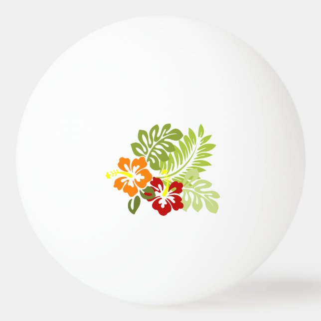 Bolinha De Ping Pong Flor Tropical Deixa Hibiscus Hawaii Vermelho Laran (Frente)