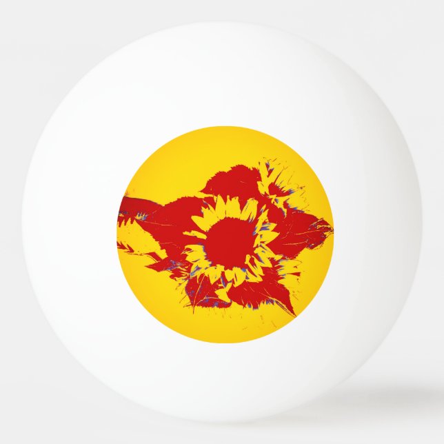 Bolinha De Ping Pong Flor vermelha e amarela (Frente)