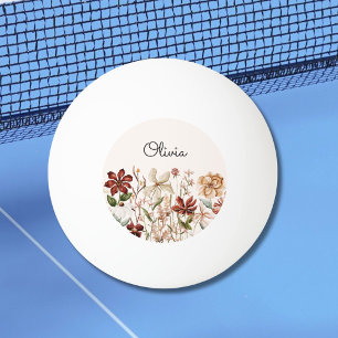 Bolinha De Ping Pong Floral de Flor Silvestre Vintage com Aquarela Mono