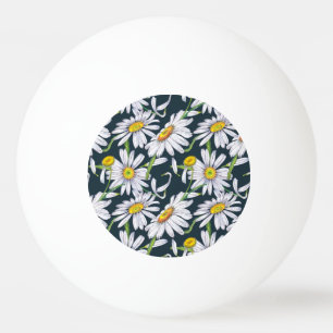 Bolinha De Ping Pong Flores Chamomila: Cor Azul Escura Da Água.