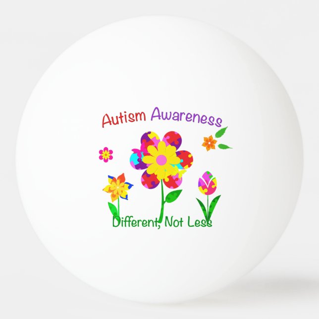 Bolinha De Ping Pong Flores de Conscientização do Autismo (Frente)