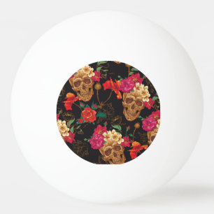 Bolinha De Ping Pong Flores Do Crânio: Fundo Escuro Sem Olhos.