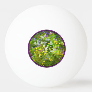 Bolinha De Ping Pong Flores Selvagens Impasto - Arte Flor Original
