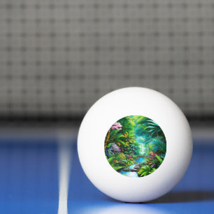Bolinha De Ping Pong Floresta tropical com árvores e flores