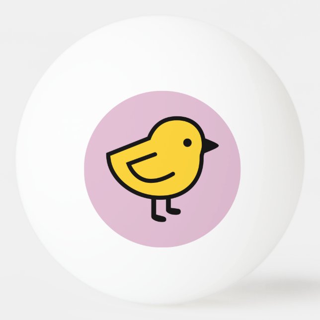 Bolinha De Ping Pong Frango Amarelo Em Um Fundo Rosa (Frente)