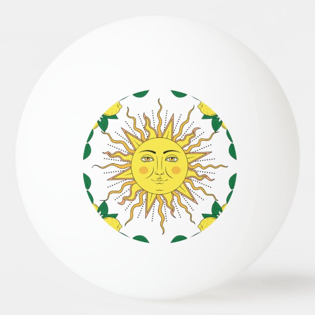 Bolinha De Ping Pong Frutas Tropicais De Limão, Face Solar. (Frente)