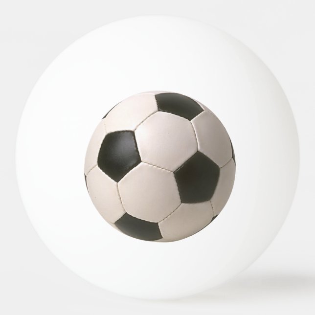 Bolinha De Ping Pong Futebol branco preto 3D (Verso)