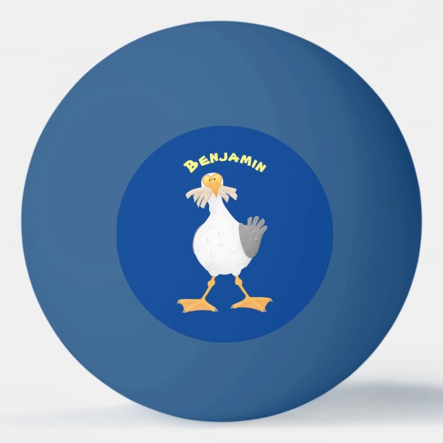 Bolinha De Ping Pong Gaivota engraçada com desenho francês (Frente)