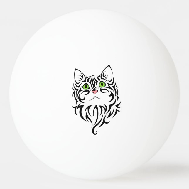 Bolinha De Ping Pong Gatinho com olhos verdes (Frente)