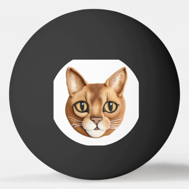 Bolinha De Ping Pong Gato Abissínio Inspirado em 3D (Frente)